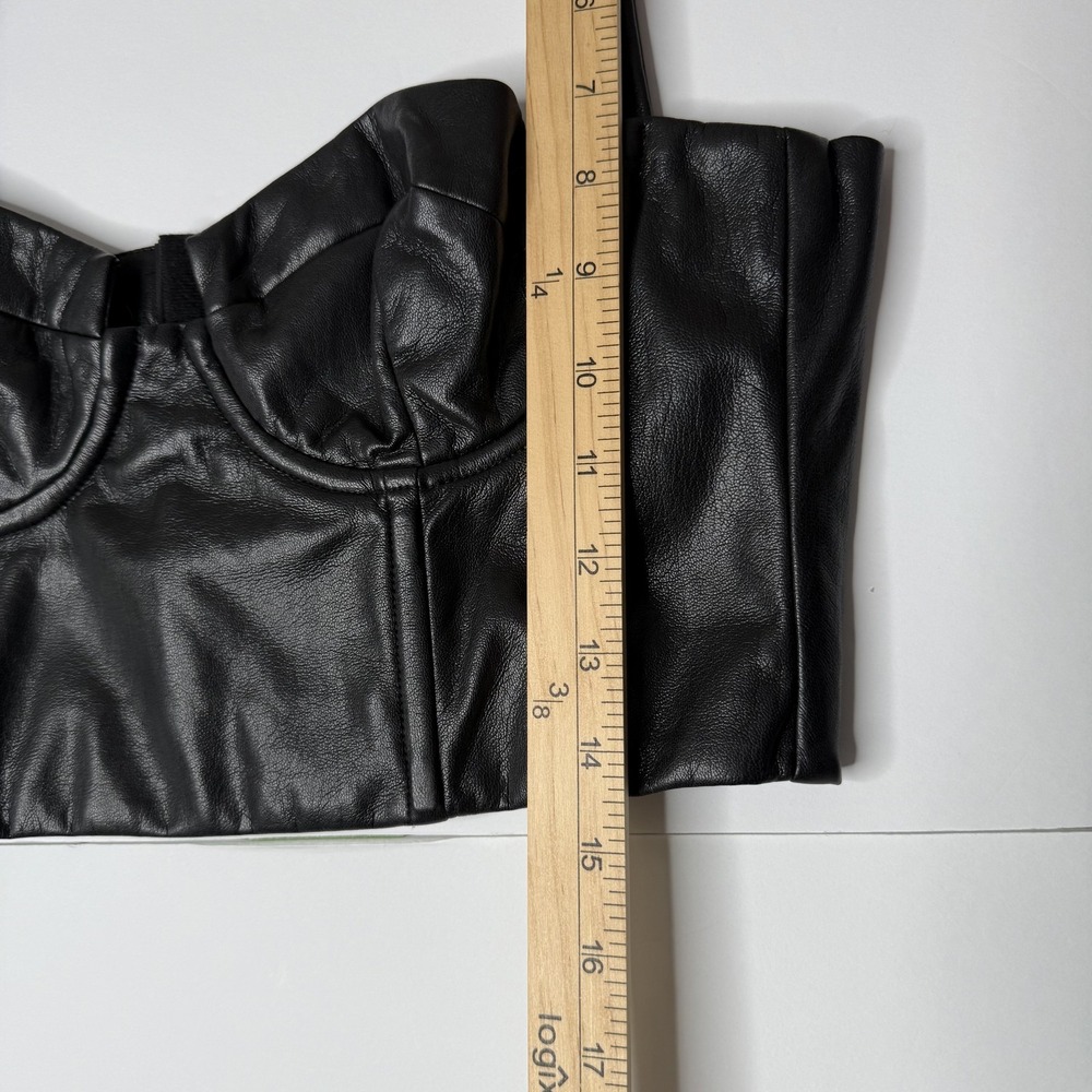 Lovers & Friends Women's Small‎ Crop Top Faux Leather Y2K Corset Bustier - Picture 2 of 5